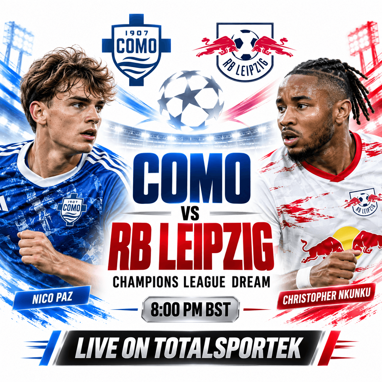 Watch Como’s Champions League Dream Begin Against RB Leipzig on Totalsportek